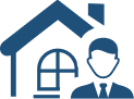icon of a home with a professional in foreground